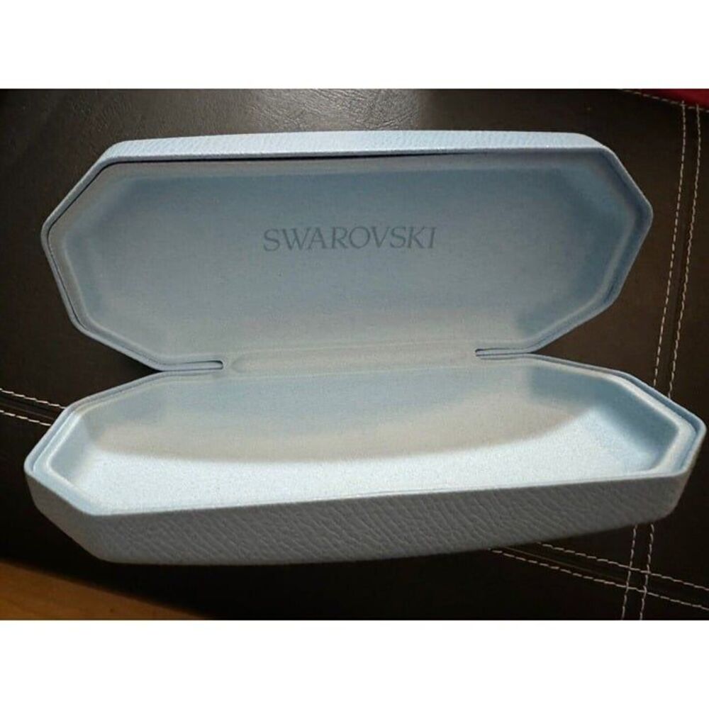 SWAROVSKI AUTHENTIC EYEGLASSES SUNGLASSES LIGHT BLUE HARD CASEโ CLAMSHELL
